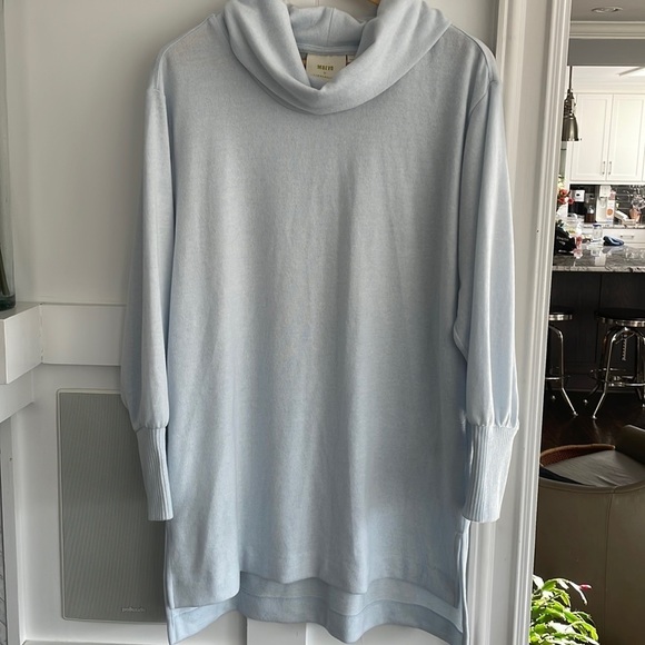 Anthropologie Maeve Cowl Neck Tunic Top Sky Blue - Picture 2 of 10